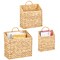 mDesign Woven Water Hyacinth Hanging Wall Storage Basket - Set of 3, Natural